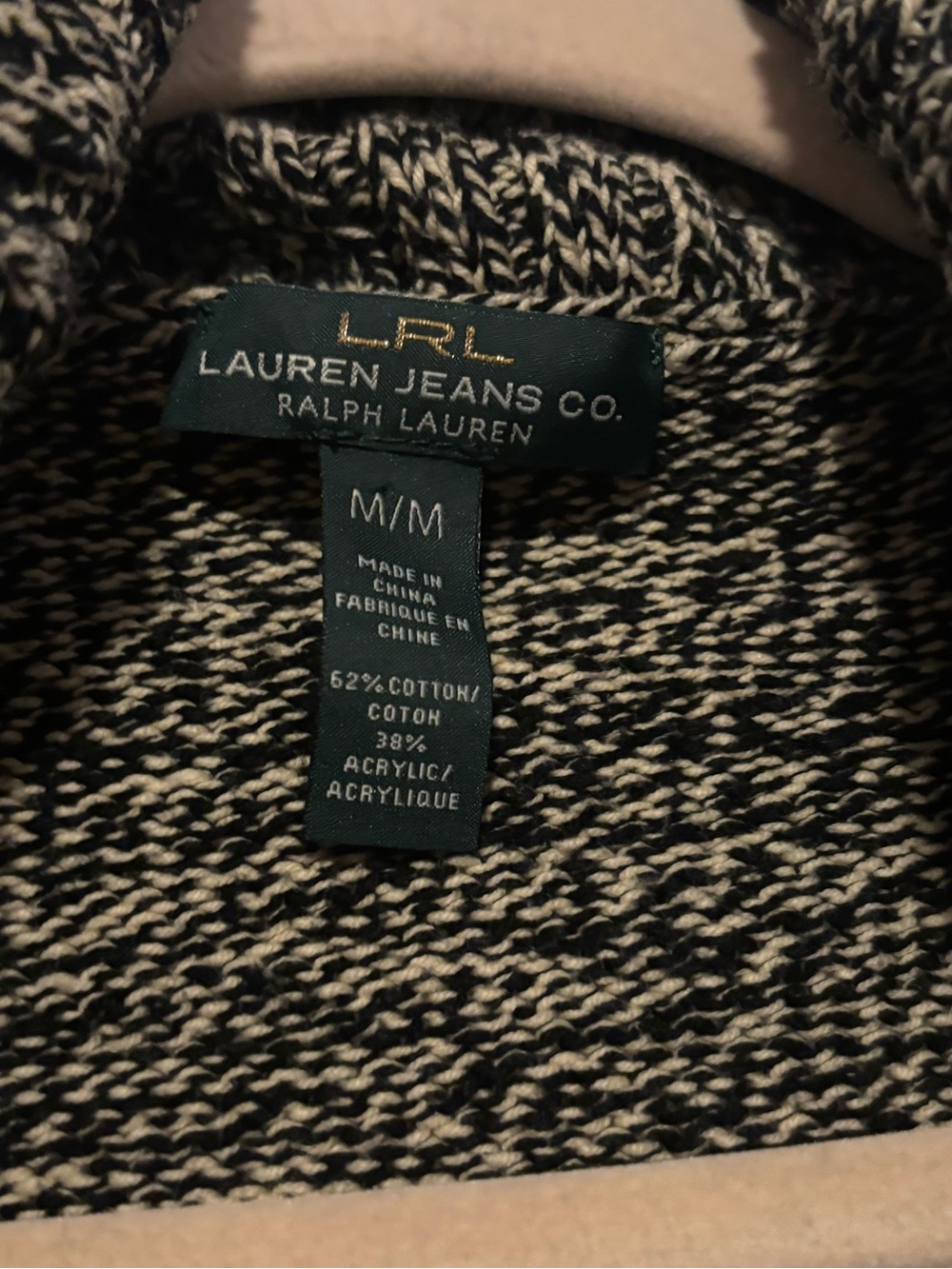 Vintage Y2K Ralph Lauren Black and White Marled Cowl-Neck Sweater - Picture 2 of 4
